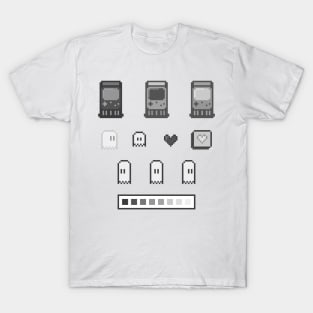 Retro Arcade Ghost Black and White T-Shirt